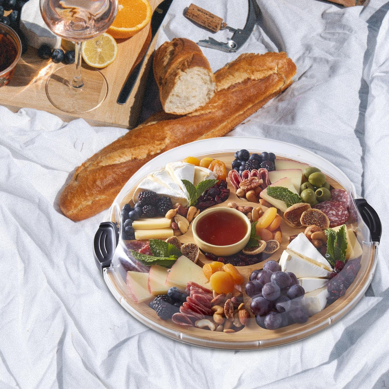 

Поднос-подставка для сухофруктов, украшение для закусок с прозрачной крышкой, коробка для хранения снеков для пирожных