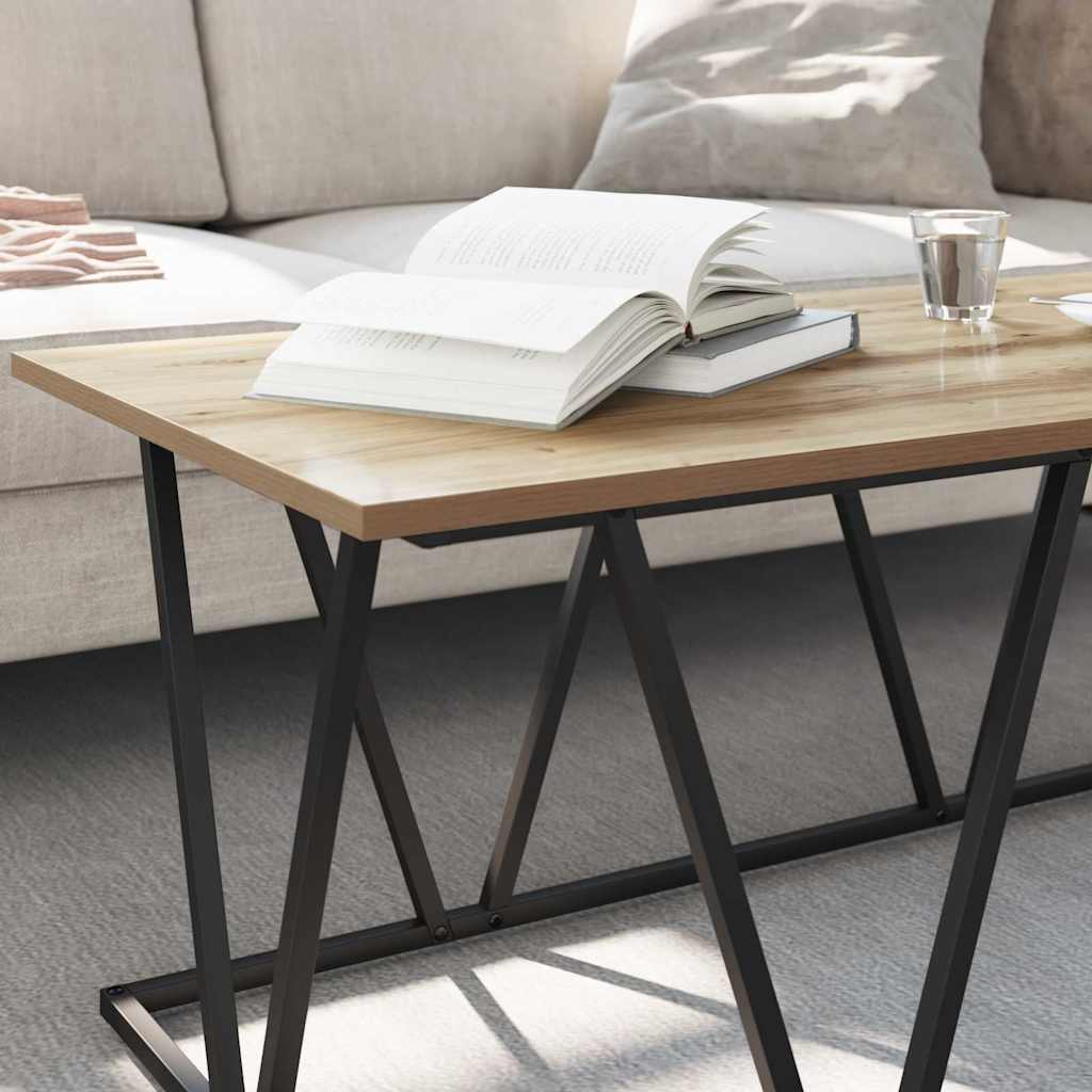 Artisan Oak Coffee Table 100 x 50 x 40 cm Plywood and Metal