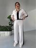 2025 Autumn Women's Fashion Color Block Casual Knitted Two-Piece Set