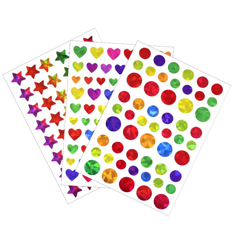 Star Dot Hearts Paper Sticker for Kids Reward Birthday Party Favors Glitter Foil Sticker Reward Chart Labels Gift DIY Decoration