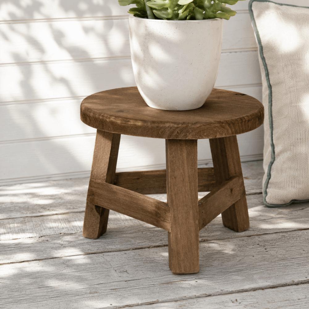 Mini-Größe Mini-Holzhocker Runder Blumenständer Dekoratives Bonsai-Regal Wohnzimmer