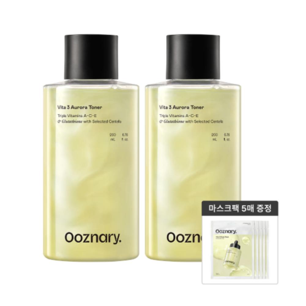 Ooznary Vita 3 Aurora Toner 200ml x 2ea - Double Brightening & Radiance Value Set