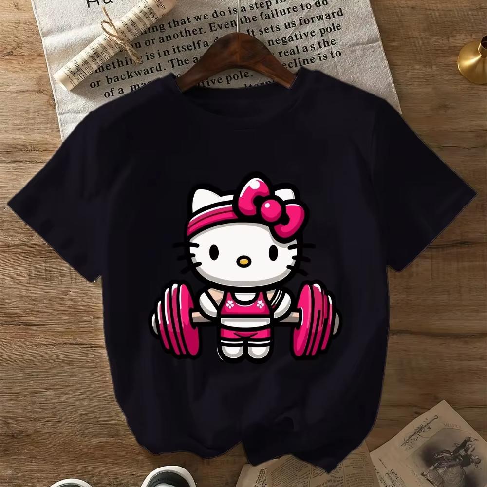 

2026Newly Released Sanrio Hello Kitty Pattern Women Made of Cotton Comfortable summer Womens Tshirt loose fit S
