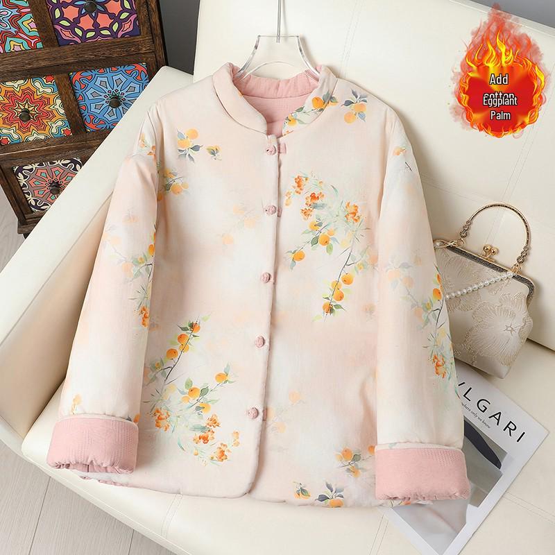 

Reversible Chinese Style Frog Button Women s Winter Cotton Jacket, Stand Collar, Padded, Short Length. L (recommended for 130-150 kg) рожевий