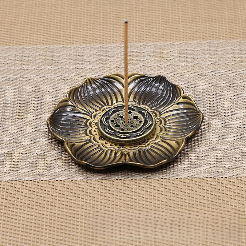 1Pcs Home Room Decoration Flower Shaped Metal Incense Burner Craft Ornament For Spa Yoga Meditation Accessories