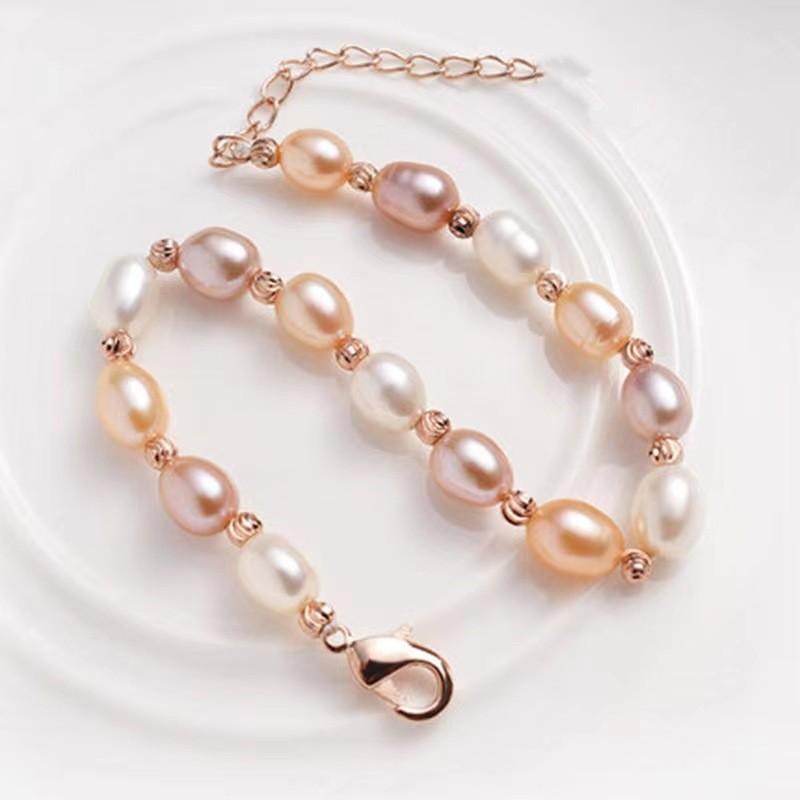 French Romantic Colored Pearl Bracelet Femininity Light Luxury Versatile Niche Simple Handmade Beaded Bracelet For Girlfriends