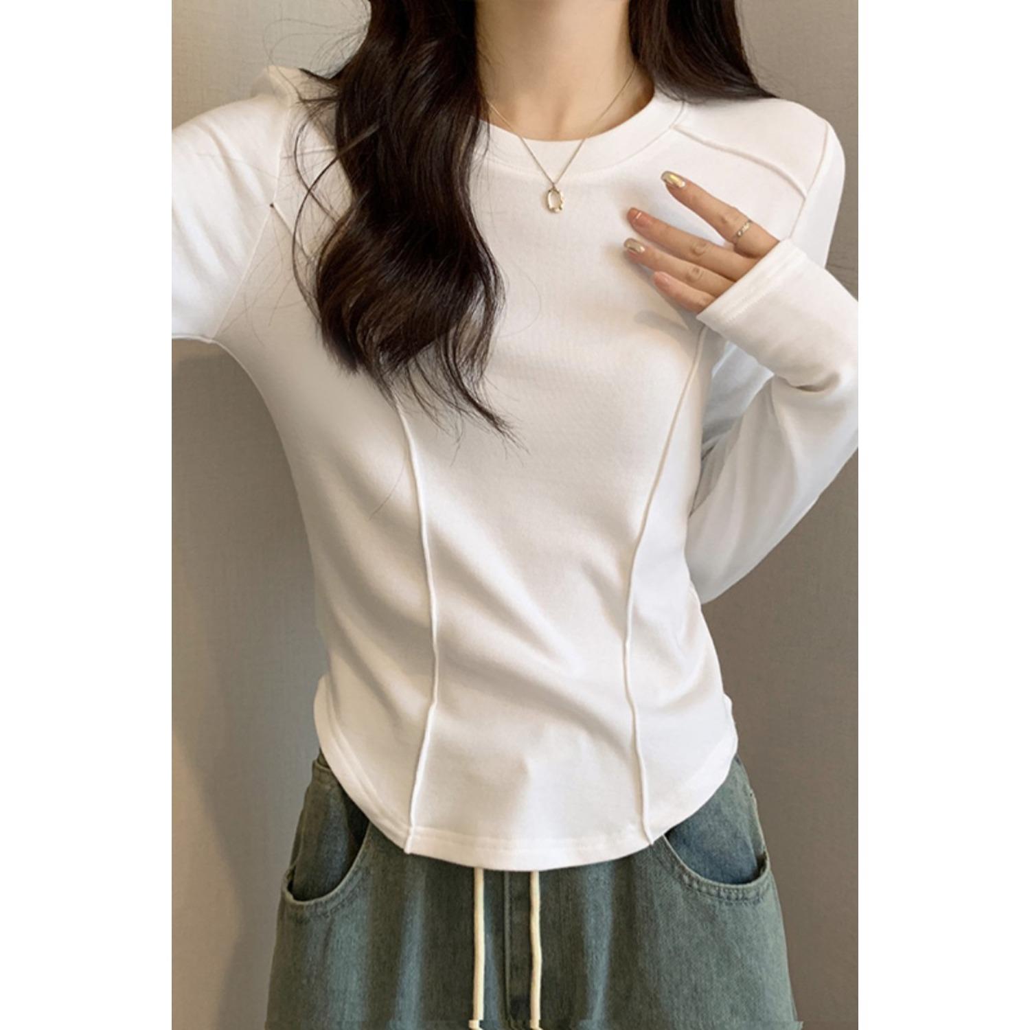 Women s Crew Neck Long Sleeve Slim Fit Thermal T-Shirt Top Casual Solid Blouse S