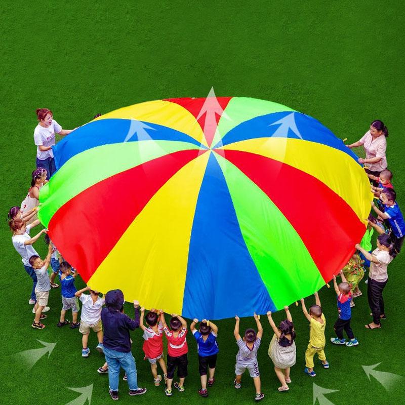 2-6 meter Rainbow Umbrella Outdoor Children's Game with Perception Training Equipment Parachute Activity Toys Parent Child