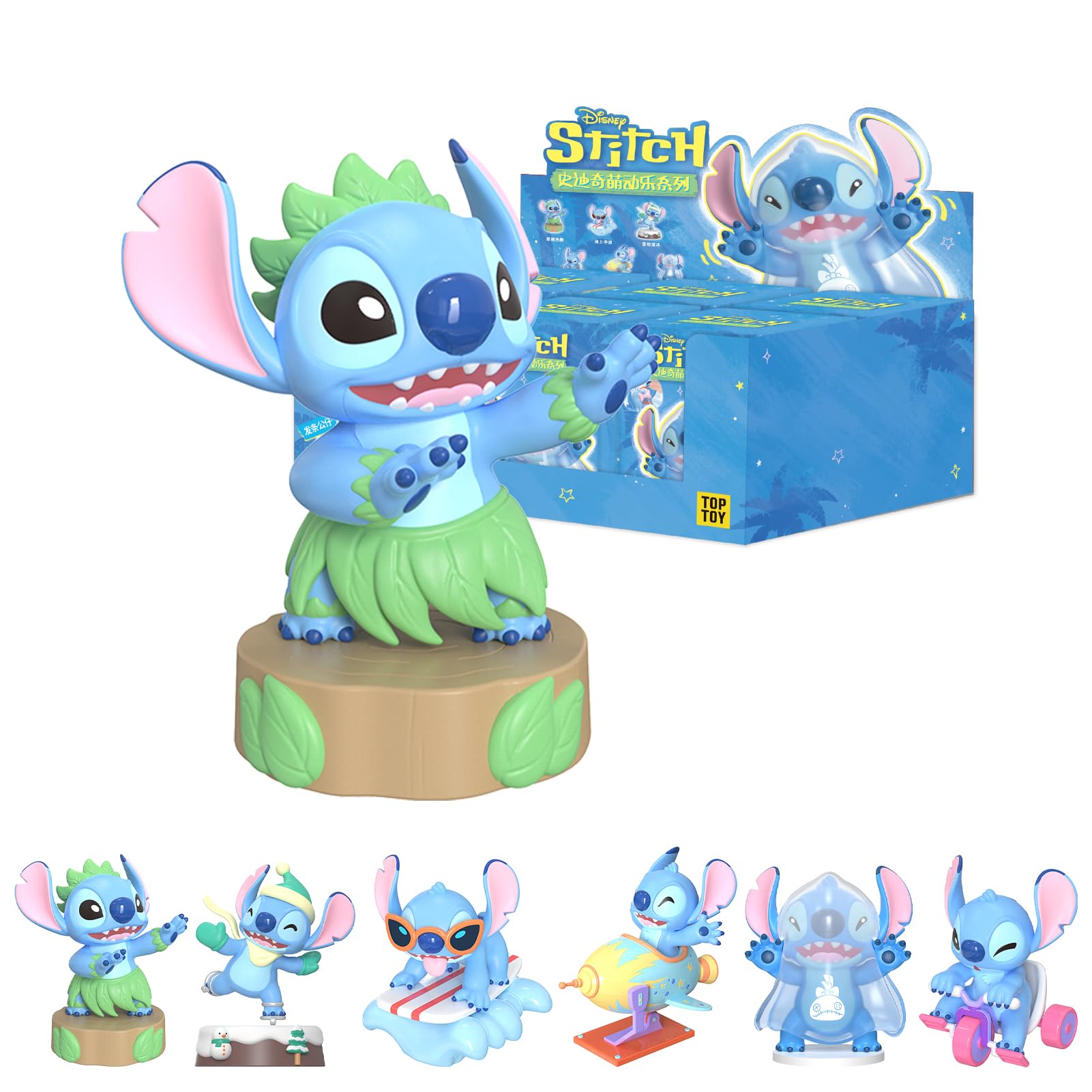 

ЛУЧШАЯ ИГРУШКА Disney Stitch Серия Moedoraku Коробка 6 Гашапон Фигурка-сюрприз Мягкий винил ПВХ Премиальная игрушка Подарок на день рождения Стич Рождественский подарок [В ассортименте