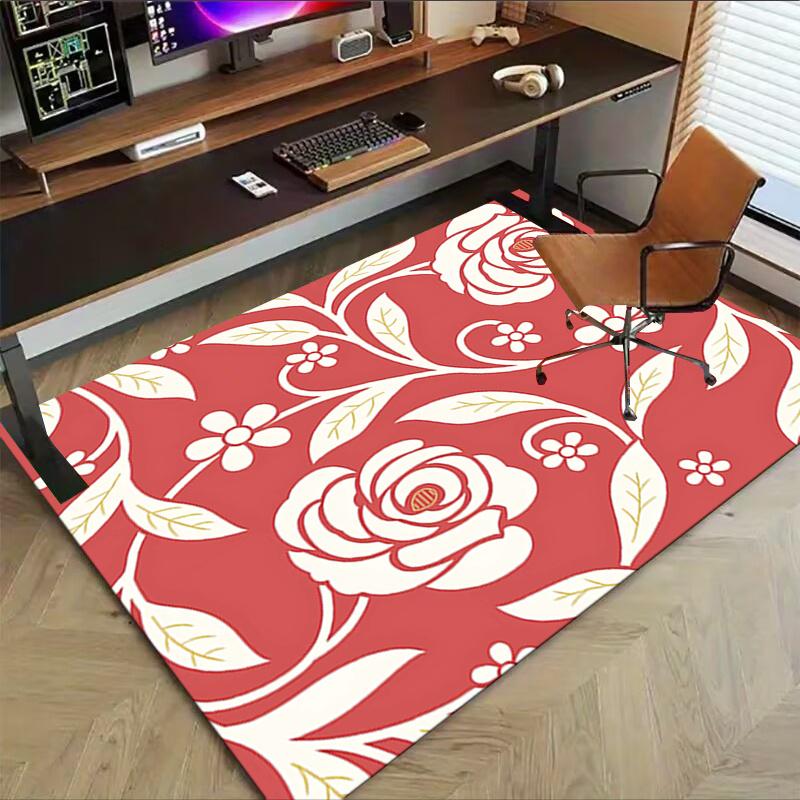 1pc Floral Pattern Area Rug Soft Flannel Floor Mat for Living Room, Bedroom and Carpet, Sofa Coffee Table Floor Mat, Decorative Rug q35