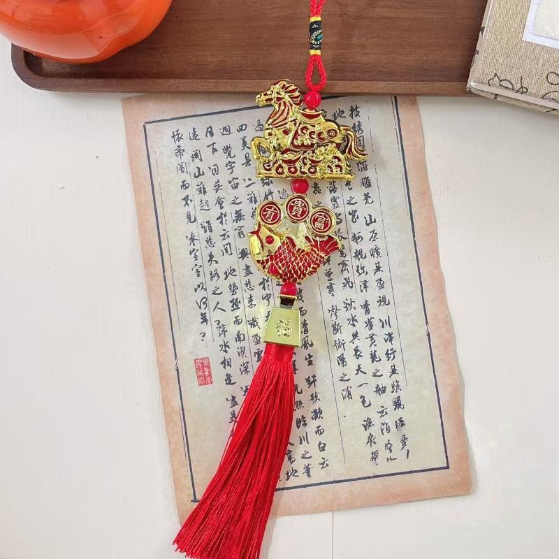 2026 Year Of Horse Wall Hanging Car Ornament Chinese New Year Red Gold Pendant Lucky Decora Housewarming Gifts