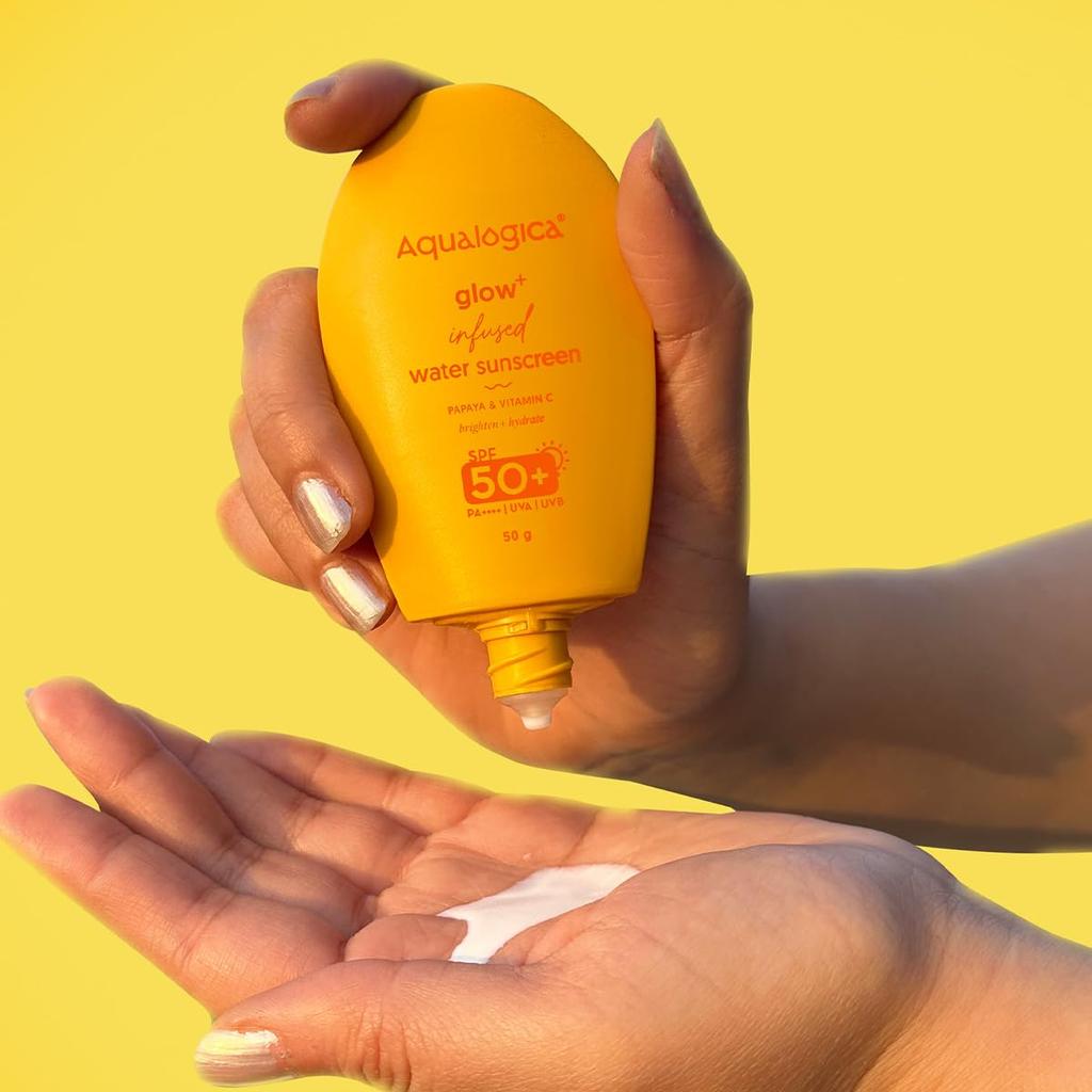 Aqualogica Glow+ Infused Water Sonnenschutz LSF 50+ PA++++ Für Alle Hauttypen 50G Packung mit 1 Leichte Feuchtigkeitsspendende