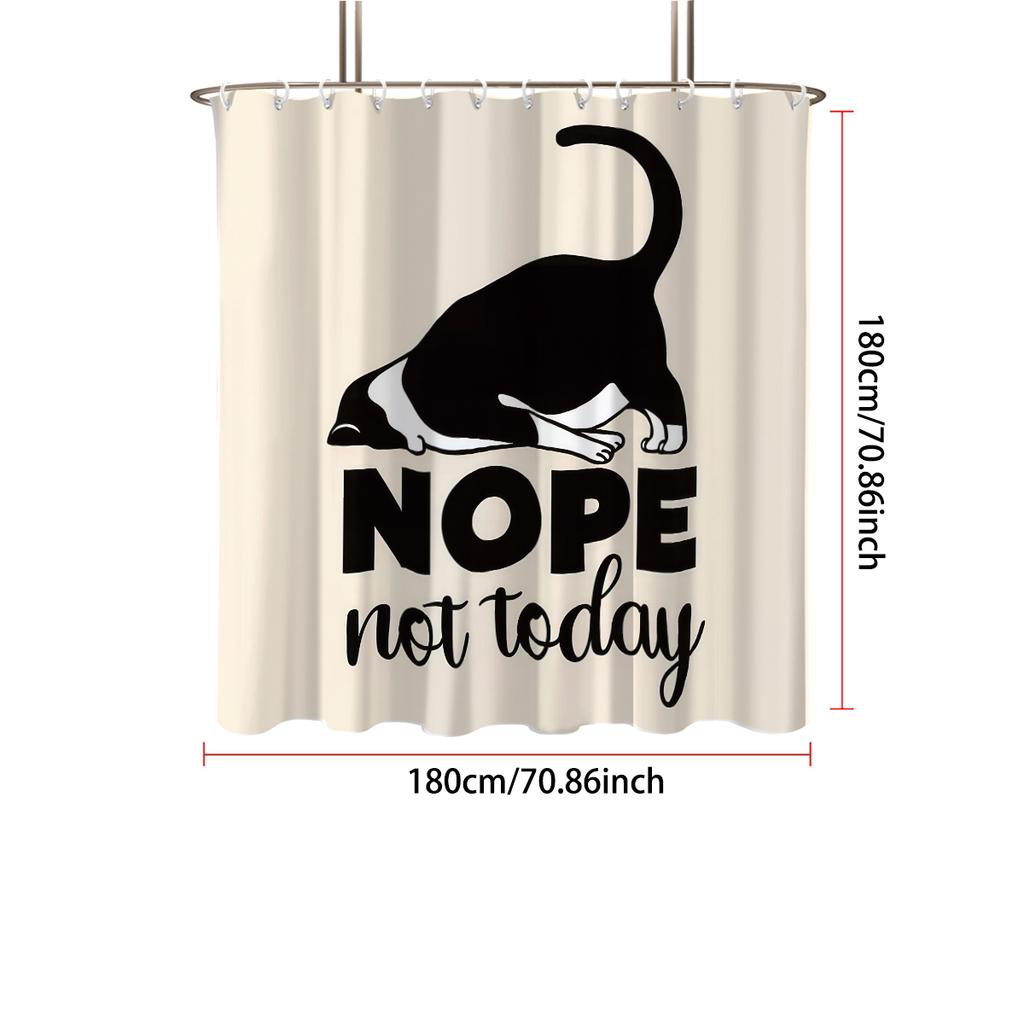 1pc Cute Funny Cat Print Waterproof Shower Bathe Partition Privacy Hanging Curtain with 12 Hook Multiple Sizes Easy Installation