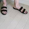 Bow word double with flat sandals women summer beach wear open toe round head half drag cool slippers