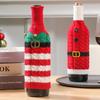 2pcs Christmas Decoration Supplies Knitted Striped Creative Wine Bottle Covers Kitchen Dining Room Wine Bottle Dress Up