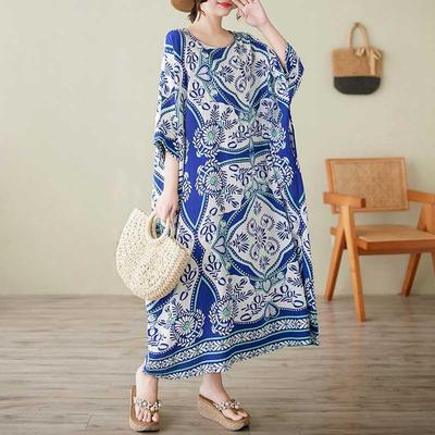Sommer Rundhals Kurzarmkleid