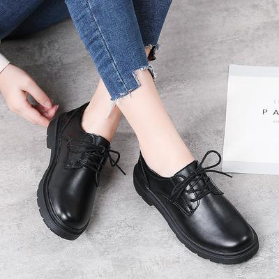 Work Shoes Women's Professional Work Black Soft Sole Non-slip Versatile Skirt Thick Heel Round Head Wind Women's Small Leather Shoes