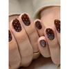 Brown Nails Press On White Polka Dot False Nails Short Fake Nails Oval Shape Press On Nails Manicure Set Includes 1sheet Adhesive Tabs & 1pc Mini File
