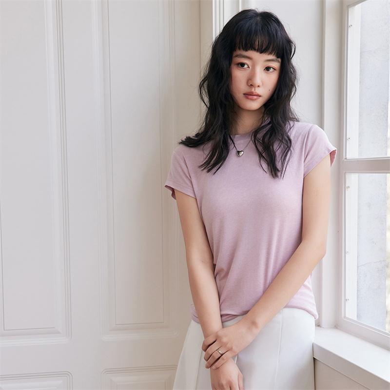 Fashion Summer High-Stretch T-Shirts for Women Fitted Short-Sleeve T-Shirts Comfortable Short-Sleeve Tops