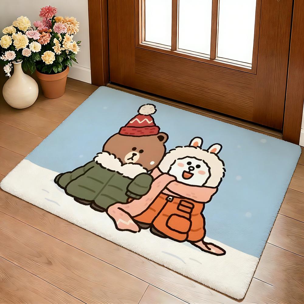 Anime L-LINE F-FRIENDS Floor Mat Cozy Flannel Soft Thick Non-Slip Mat For Living Room Bedroom Kitchen Decor Rugs