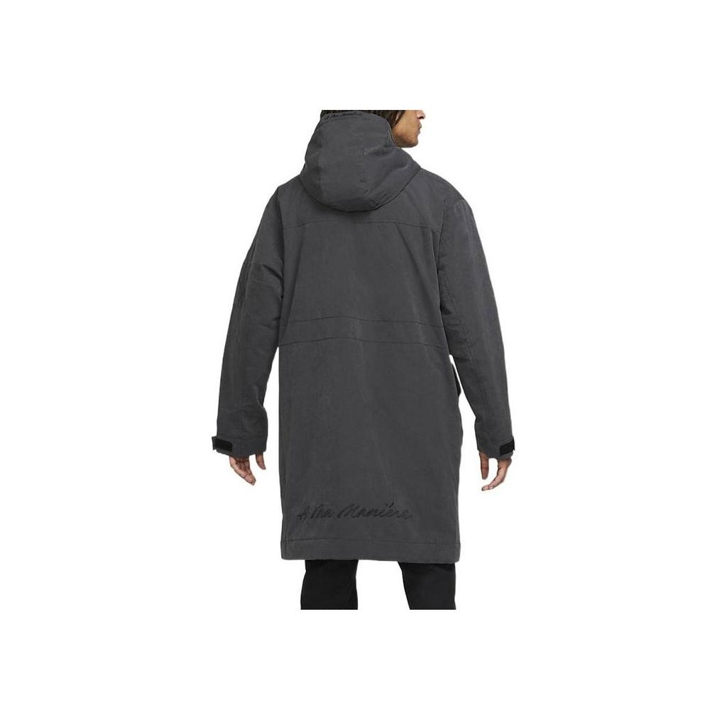 A Ma Maniere X Jordan Oversized Double Pocket Hooded Mid-Length Trench Coat Men Outerwear Grey DJ9757-010
