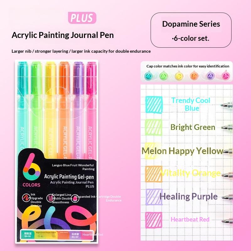 

1 Set Multi-Color Gel Pen Student Neutral Pen 6 Colors Acrylic Painting Handbook Pens Writing Marker Stationery A15