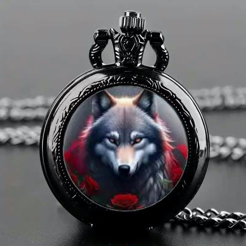 1 piece retro flip pocket watch animal wolf dog pocket watch elk classic hanging watch gift fashion accessories trend