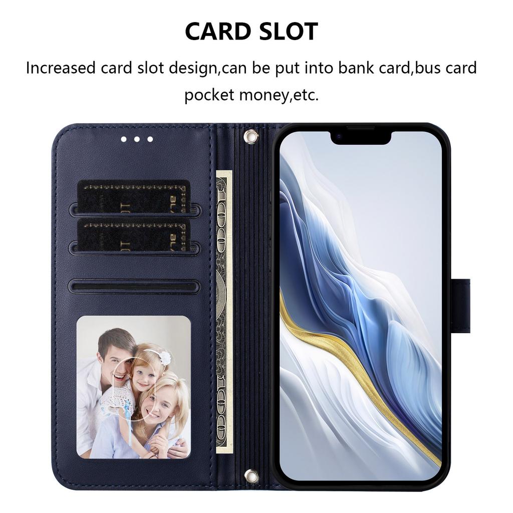 For iPhone 17 Leather Case Wallet Stand Phone Cover with Wrist Strap