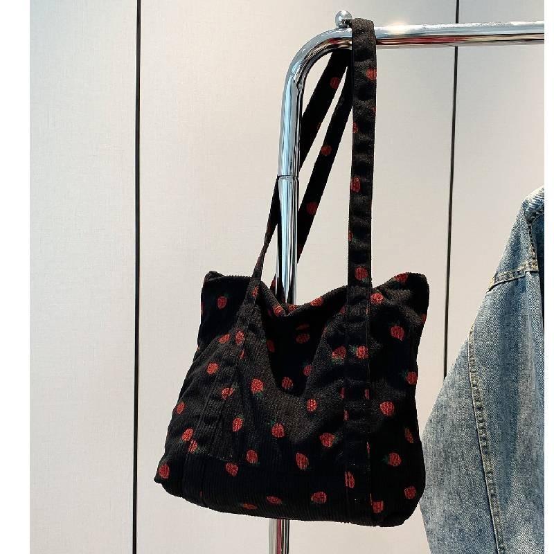 2024 Corduroy Large Capacity Shoulder Bag For Women Cute Canvas Tote Bag For School**