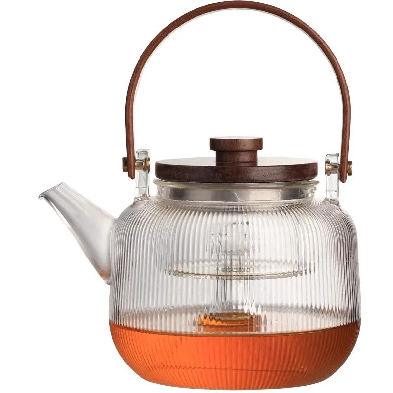Glass Pot Filter Wood Handle Chinese Tea Ceremony Transparent Teawear Sets Cup High Boron Silicon Janpanese Teapot