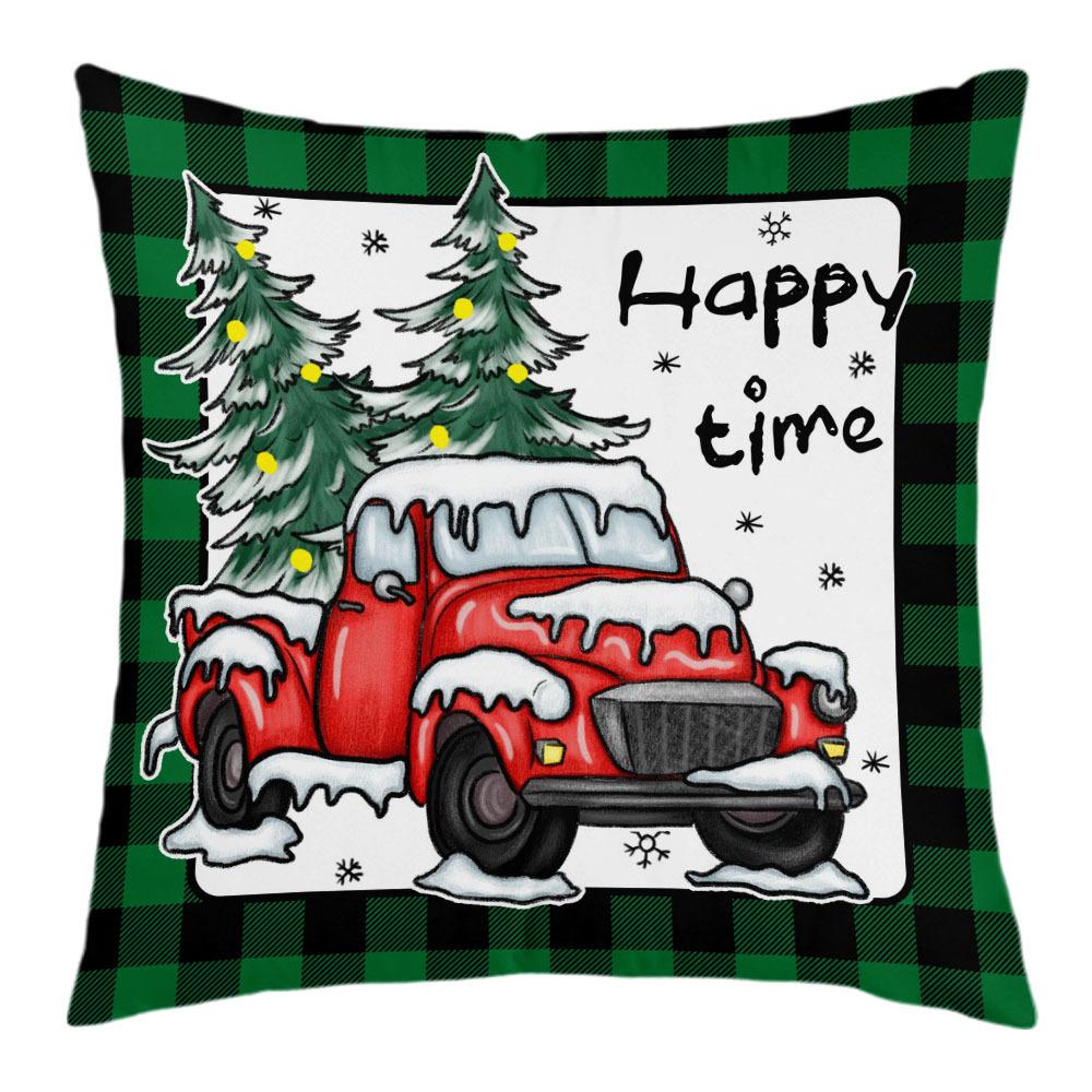 New Christmas Short Plush Pillow Cover Peach Skin Digital Printing Cushion Cover Christmas Snowman Pattern