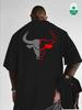 Bull Men Cotton TShirt Athletic Streetwear Black Gym Muscle Fit Casual - Men's Summer Cotton Graphic Tee