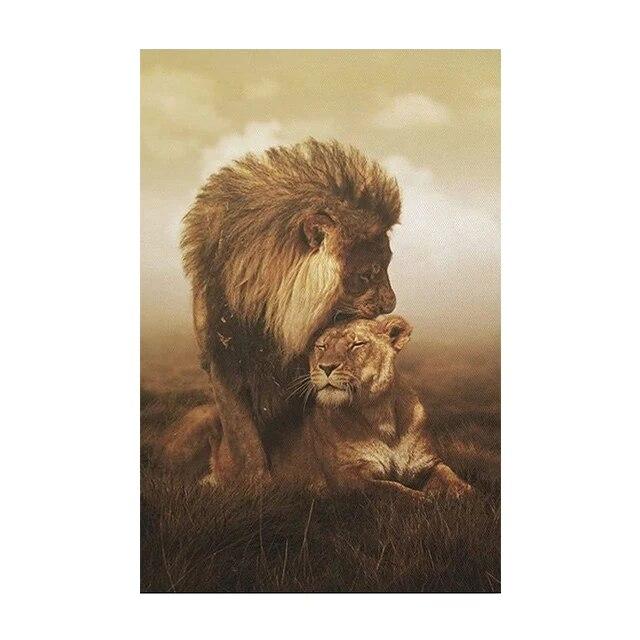 Jesus Lion Cross Christian Wall Art Canvas Painting Abstract Posters and Prints Vintage Home Decorative for Living Room Pictures No Frame