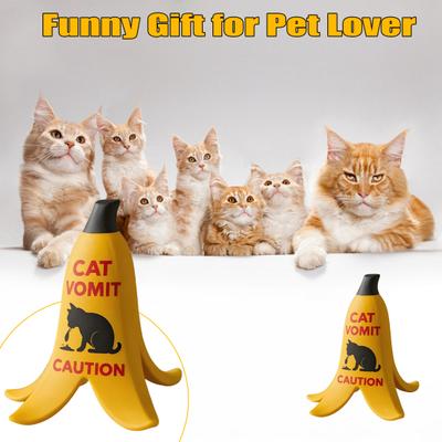 1/2/3Pcs Cat Vomit Caution Sign Banana Peel Cat Vomit Warning Sign Home Office Mini Table Sign Humorous Decoration Animal Lovers Gift