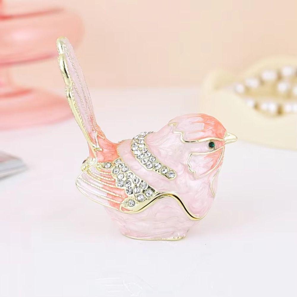 Metal Material Bird Trinket Box Mini Size Bionic Ornaments Metal Enamel Decoration  Home Decor