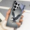 Black Crystal Flying Eagle Electroplated Silver Phone Case For Samsung S24 Ultra S21 S22 FE S23 Plus S20 S25 S26 Note10 20 Cover