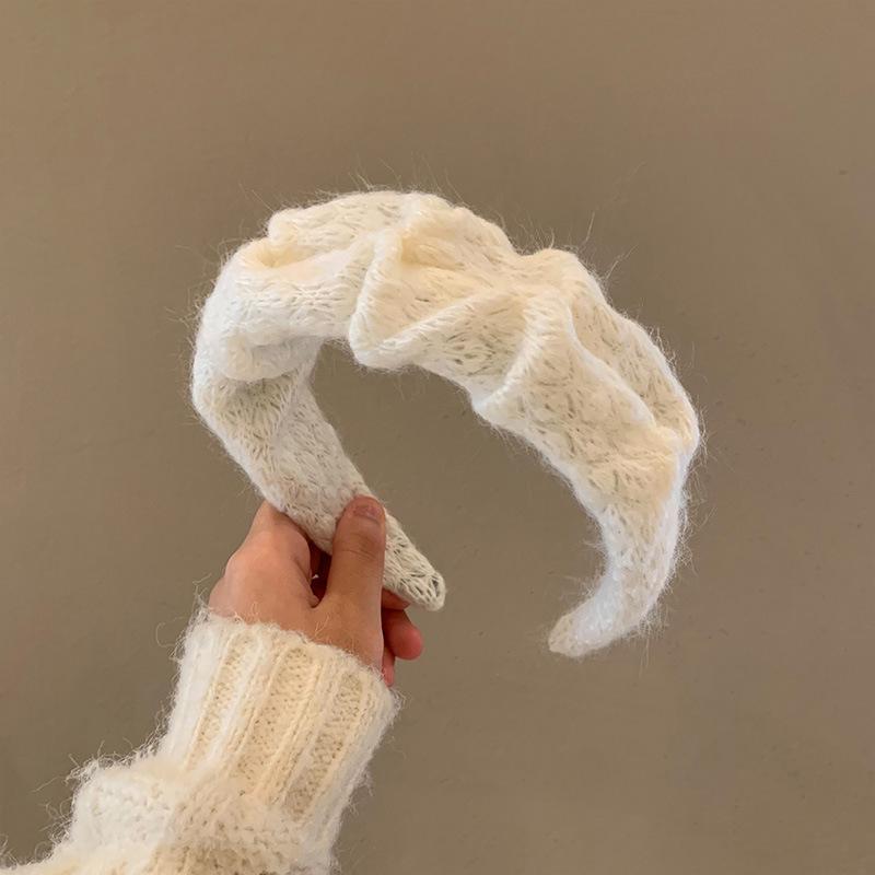 

Милая корейская мягкая вязаная повязка для волос, модный бренд, украшение для волос, ретро цвет, обруч для волос, заколка для волос, головной убор, широкая повязка на голову для женщин