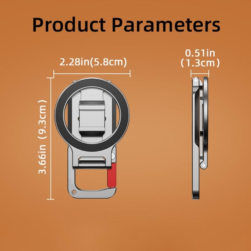 Portable Magnetic Phone Mount Foldable Carabiner Clip Adjustable Angle Strong Aluminum Mobile Brackets for Phone Use