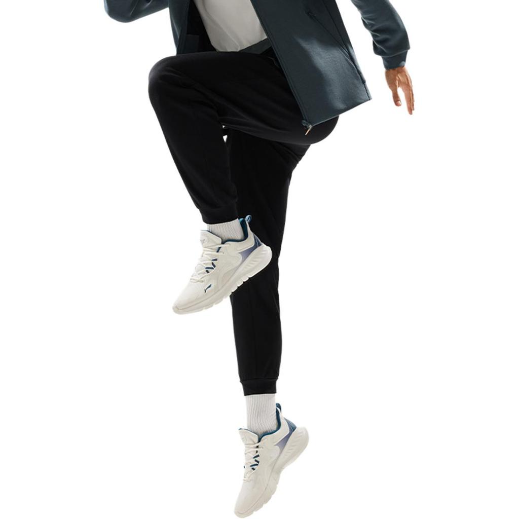 Li Ning Fitness Series Solid Color Comfortable Quick-Dry Knitted Sports Pants Men Bottoms Black AKLU147-1