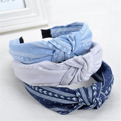 Hairband for Women Denim Fabric Color Knotted Wide-Brimmed Headband Fabric Dot Hairband Head Wrap Hair Band Accessories