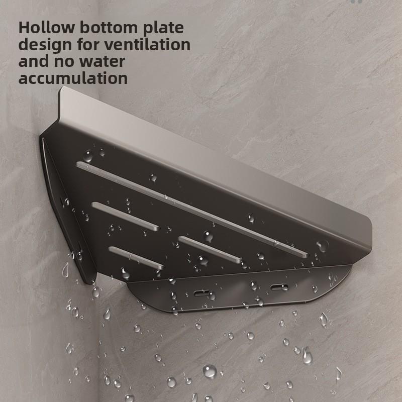 Metal Iron Triangle Corner Storage Shelf Punch Free Wall Mounted Organizer For Bathroom Toilet Shower Space Saving