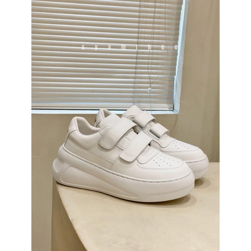 Thick-soled Velcro Little White Shoes Women's New Spring and Autumn Versatile Leather Muffin Sports and Leisure Board Shoes