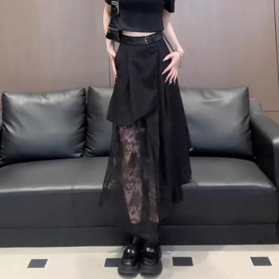 Irregular Skirt Bow Tie Drawstring Floral Skirt Half Body Skirt Girlish Style Small Stature High Waist A-line Skirt