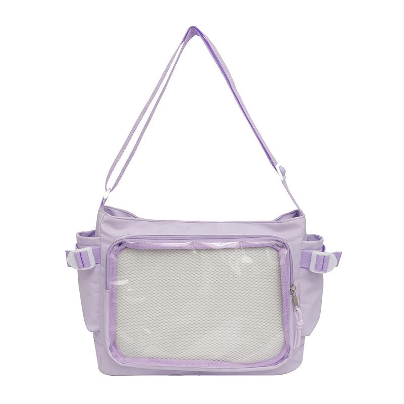 Campus versatile simple solid color Zagu transparent girl JK two-dimensional baby bag shoulder messenger bag