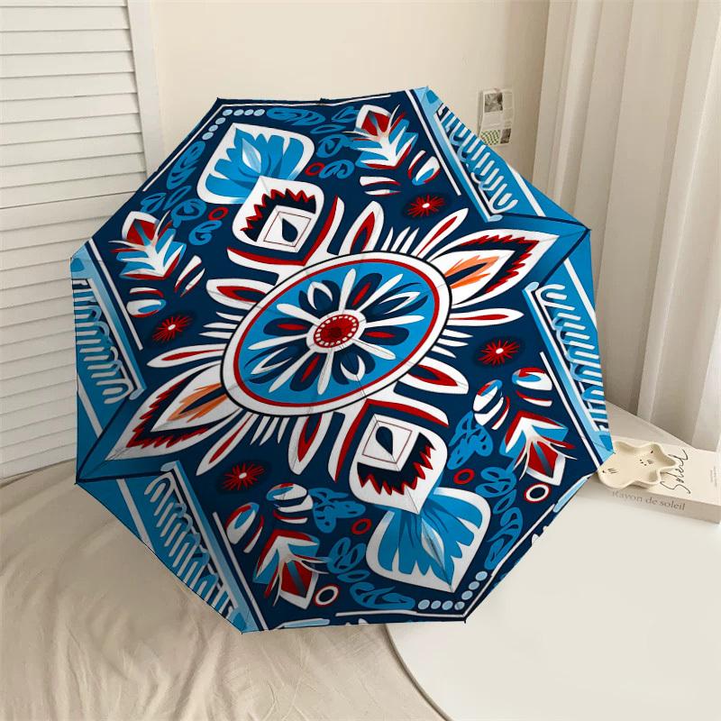 

1PC Mandala Pattern Umbrella-8-Rib Reinforced, Automatic Open, Lightweight & Durable, Cute Fashion Accessory for Outdoor-Y0320