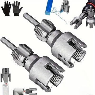 1 Coppia Acciaio Rapido Compatibile Trapano Elettrico Kit Utensile Tagliafili Tubi PVC, Utensile Tagliafili Integrato Interno ed Esterno 1/2" e 3/4"
