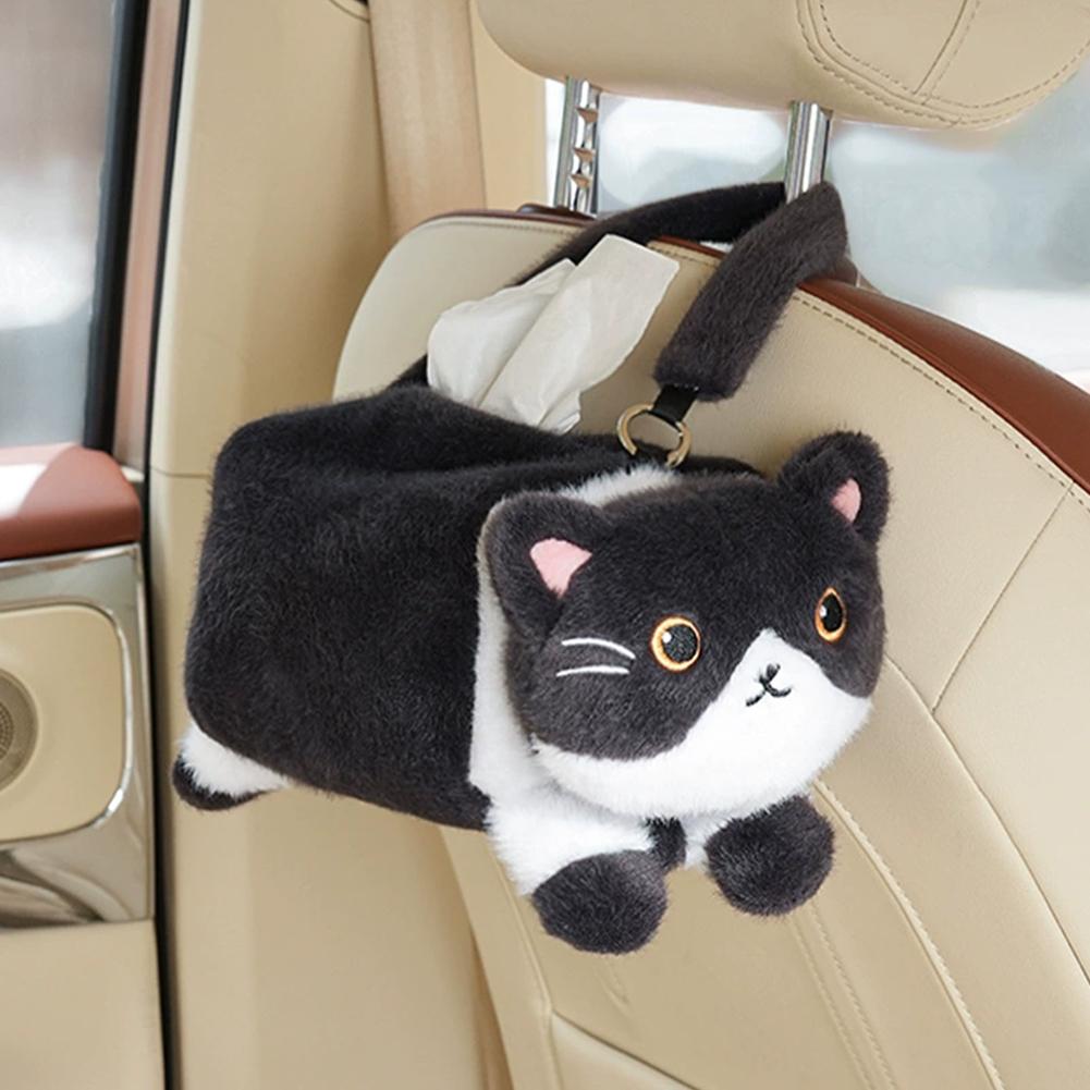 New Car Tissue Box Cute Cartoon Cat Car Car Paper Box Hanging High-end Decoration Car Tissue Bag Car Tissue Box Car Accessories