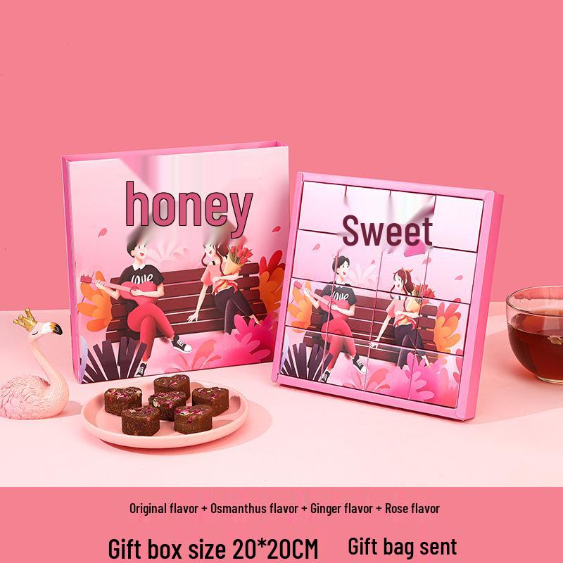 Heart-Shaped Brown Sugar Ginger Tea & Rose Candy Gift Box for Menstrual Comfort