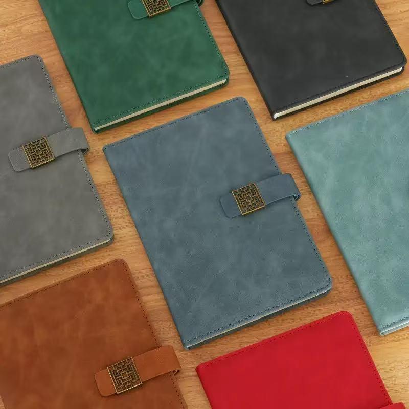 A5 Business Leather Notebook with Logo and Buckle - Gift Box Included