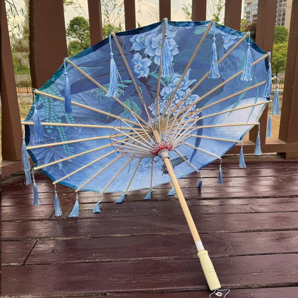 70cm Classical Oil Paper Umbrella Chinese Style Tassel Umbrella Silk Fabric Tassel Umbrella  Girls